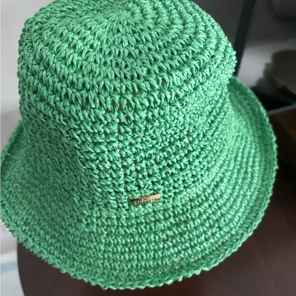 Trina Turk Green Woven Hat